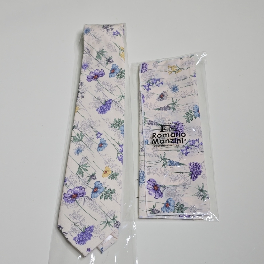 Romario Manzini Floral Tie & Pocket Square
